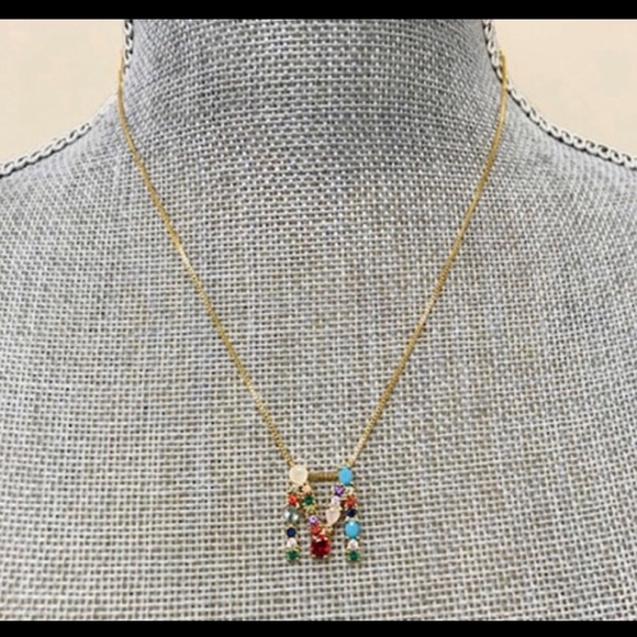 Multi-colored CZ & Stone Initial Necklaces-Boutique - Picture 8 of 16